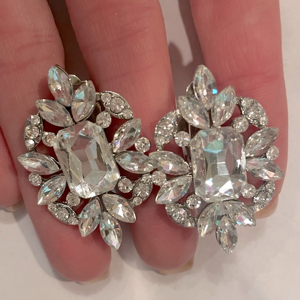 Clip On Rhinestone Earrings